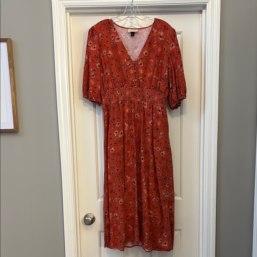 Universal Thread Rust Floral Midi Dress